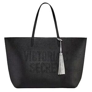 NWT Victoria’s Secret Black Laser Cut Logo Tote Bag